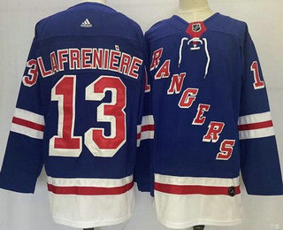 Men's New York Rangers #13 Alexis Lafreniere Blue Stitched Jersey