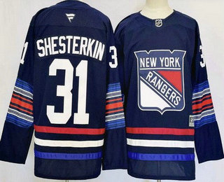 Men's New York Rangers #13 Alexis Lafreniere Navy Alternate 2025 Stitched Jersey