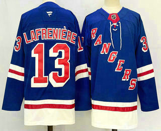 Men's New York Rangers #13 Alexis Lafreniere Royal 2024 Home With A Patch Stitched Jersey