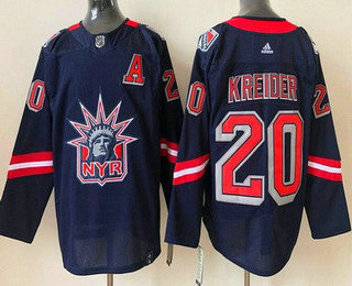 Men's New York Rangers #20 Chris Kreider Navy 2021 Reverse Retro Authentic Jersey