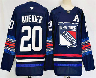 Men's New York Rangers #20 Chris Kreider Navy 2025 Stitched Jersey