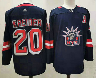 Men's New York Rangers #20 Chris Kreider Navy Blue Adidas 2020-21 Stitched NHL Jersey