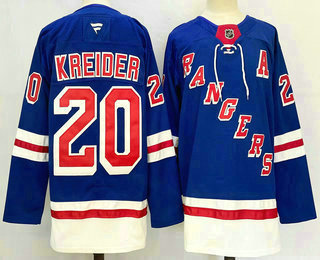 Men's New York Rangers #20 Chris Kreider Royal 2024 Home With A Patch Stitched Jersey