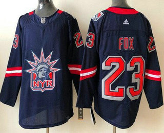 Men's New York Rangers #23 Adam Fox Navy 2021 Reverse Retro Stitched NHL Jersey