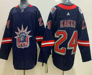 Men's New York Rangers #24 Kaapo Kakko Navy 2021 Reverse Retro Stitched NHL Jersey