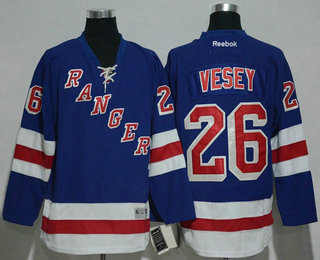 Men's New York Rangers #26 Jimmy Vesey Light Blue Home Adidas Stitched NHL Reebok Hockey Jersey