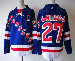 Men's New York Rangers #27 Ryan McDonagh Royal Blue Home 2017-2018 Hockey Adidas Stitched NHL Jersey