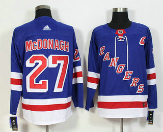 Men's New York Rangers #27 Ryan McDonagh Royal Blue With C Patch Home 2017-2018 Hockey Adidas Stitched NHL Jersey