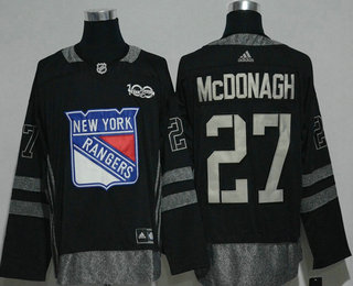 Men's New York Rangers #27 Ryan Mcdonagh Black 100th Anniversary Adidas Stitched NHL 2017 Hockey Jersey