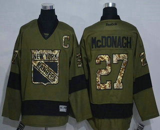 Men's New York Rangers #27 Ryan Mcdonagh Green Salute to Service Adidas Stitched NHL Reebok Hockey Jersey