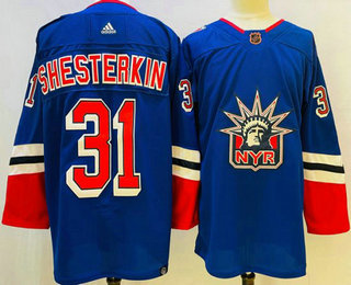 Men's New York Rangers #31 Igor Shesterkin Blue 2022 Reverse Retro Authentic Jersey