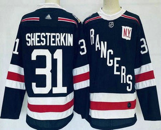 Men's New York Rangers #31 Igor Shesterkin Navy 2018 Winter Classic Stitched Jersey