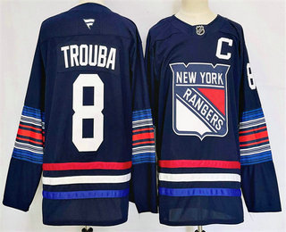 Men's New York Rangers #8 Jacob Trouba Navy 2025 Stitched Jersey