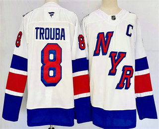 Men's New York Rangers #8 Jacob Trouba White 2024 Stadium Series Stitched Jersey