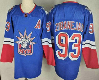Men's New York Rangers #93 Mika Zibanejad Blue 2022 Reverse Retro Authentic Jersey