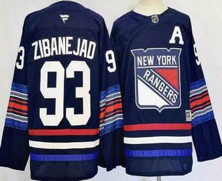 Men's New York Rangers #93 Mika Zibanejad Navy Alternate 2025 Stitched Jersey