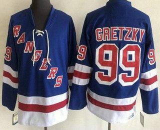 Men's New York Rangers #99 Wayne Gretzky Blue CCM Throwback Jersey