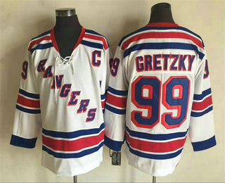 Men's New York Rangers #99 Wayne Gretzky White Throwback Jersey