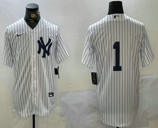 Men's New York Yankees #1 Dad No Name White Stitched Cool Base Nike Jersey