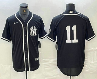 Men's New York Yankees #11 Anthony Volpe  No Name Black White Cool Base Stitched Jersey