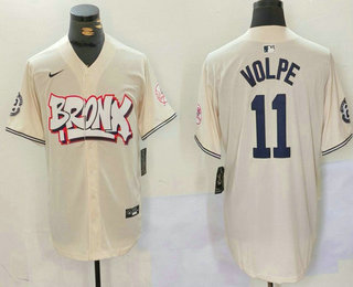 Men's New York Yankees #11 Anthony Volpe Cream Limited Stitched Baseball Jersey