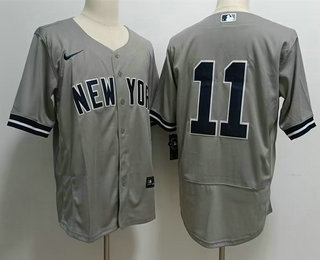 Men's New York Yankees #11 Anthony Volpe Grey Stitched Flex Base Nike Jersey