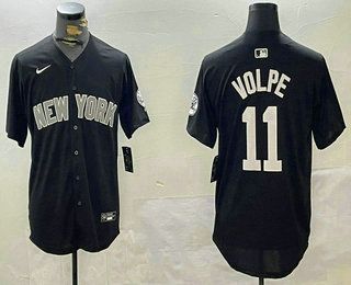 Men's New York Yankees #11 Anthony Volpe Navy With Patch Limited Stitched Jersey