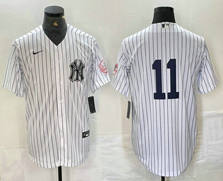 Men's New York Yankees #11 Anthony Volpe White With Patch 2024 Cool Base Stitched Jersey