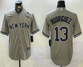 Men's New York Yankees #13 Alex Rodriguez Grey 2024 World Series Cool Base Stitched Jersey