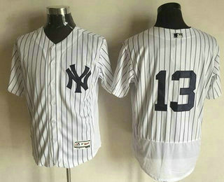 Men's New York Yankees #13 Alex Rodriguez White Home 2016 Flexbase Majestic Baseball Jersey