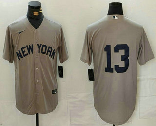 Men's New York Yankees #13 Jazz Chisholm Jr Grey Cool Base Stitched Jersey