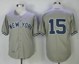 Men's New York Yankees #15 Thurman Munson Grey 1973 Throwback Cooperstown Collection Stitched MLB Mitchell & Ness Jersey