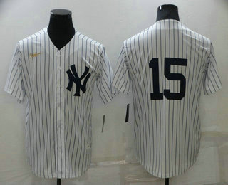 Men's New York Yankees #15 Thurman Munson No Name White Throwback Stitched MLB Cool Base Nike Jersey