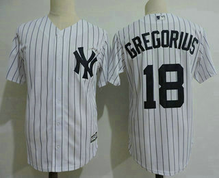 Men's New York Yankees #18 Didi Gregorius Majestic White Home Stitched MLB Majestic Cool Base Jersey