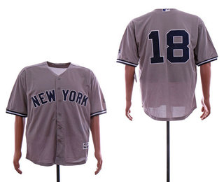 Men's New York Yankees #18 Didi Gregorius No Name Gray Road Stitched MLB Cool Base Jersey