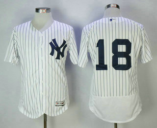 Men's New York Yankees #18 Didi Gregorius No Name White Home Stitched MLB Flex Base Jersey