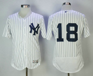 Men's New York Yankees #18 Didi Gregorius No Name White Home Stitched MLB Majestic Cool Base Jersey