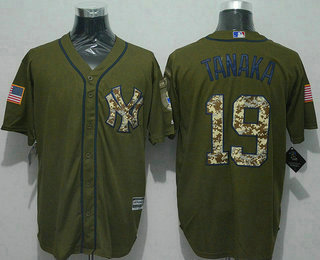 Men's New York Yankees #19 Masahiro Tanaka Green Salute to Service Jersey