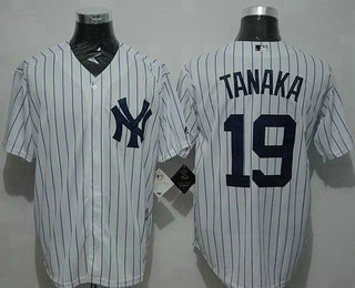 Men's New York Yankees #19 Masahiro Tanaka White Strip New Cool Base Stitched Baseball Jersey