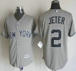 Men's New York Yankees #2 Derek Jeter Away Road 2015 MLB Cool Base Jersey