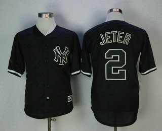 Men's New York Yankees #2 Derek Jeter Black Fashion Stitched MLB Majestic Cool Base Jersey