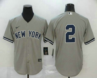 Men's New York Yankees #2 Derek Jeter Gray No Name Stitched MLB Cool Base Nike Jersey