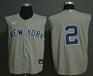 Men's New York Yankees #2 Derek Jeter Grey No Name 2020 Cool and Refreshing Sleeveless Fan Stitched MLB Nike Jersey