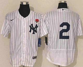 Men's New York Yankees #2 Derek Jeter NEW White No Name Stitched MLB Flex Base Nike Jersey