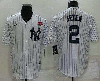 Men's New York Yankees #2 Derek Jeter NEW White Stitched MLB Nike Cool Base Throwback Jersey