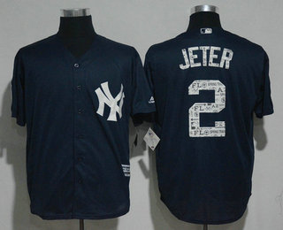 Men's New York Yankees #2 Derek Jeter Navy Blue 2017 Spring Training Stitched MLB Majestic Cool Base Jersey