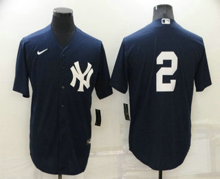 Men's New York Yankees #2 Derek Jeter No Name Black Stitched Nike Cool Base Throwback Jersey