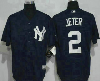 Men's New York Yankees #2 Derek Jeter Retired Navy Blue Stitched MLB Majestic Cool Base Jersey