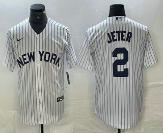 Men's New York Yankees #2 Derek Jeter White 2024 Cool Base Stitched Jersey 11