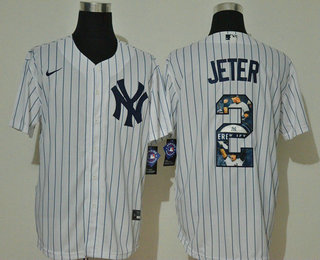 Men's New York Yankees #2 Derek Jeter White Stitched MLB Cool Base Nike Fashion Jersey